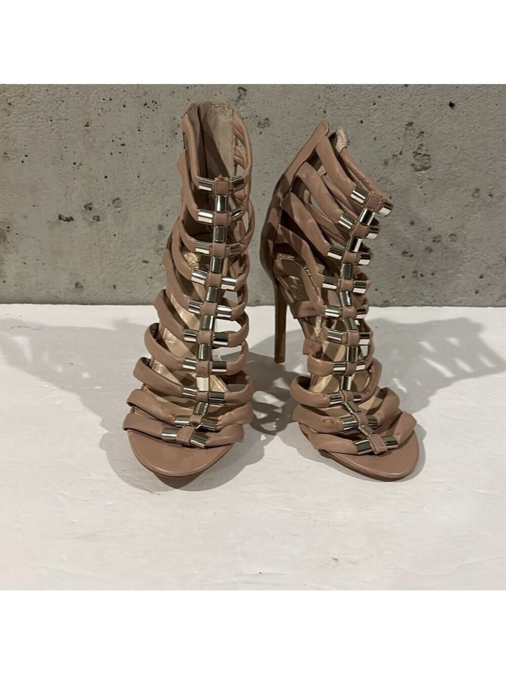 Vince Camuto Tan Gladiator Stiletto Heel Open Toe Sandals - Size - 8